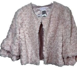 Bonnie Jean Girls Size XL PINK FAUX FUR  Bolero Shrug Sweater Jacket Puffy NWT